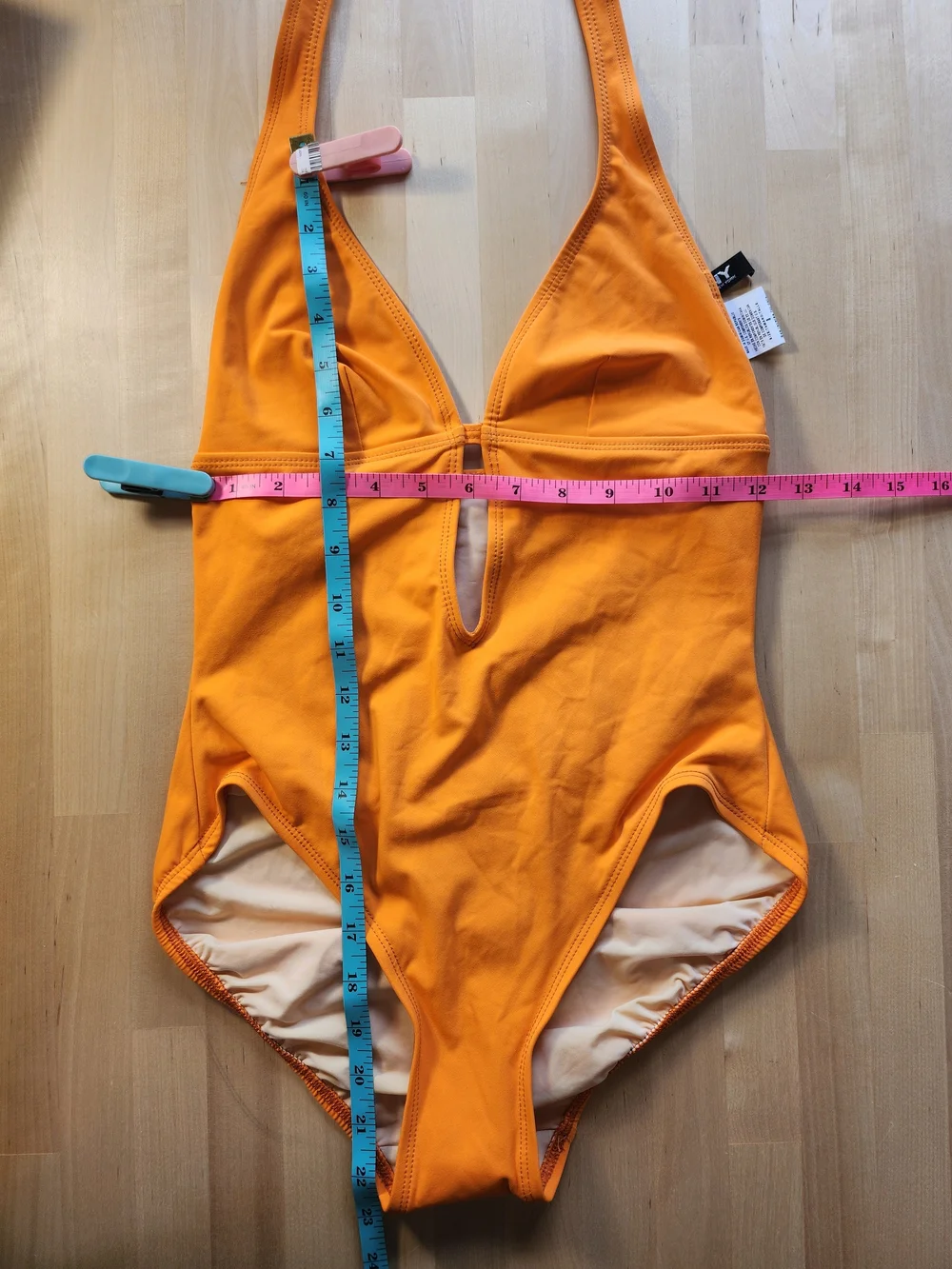 DKNY NWT Tangerine Halter One-Piece Swimsuit with Front Keyhole Sz 8 - Picture 3 of 7